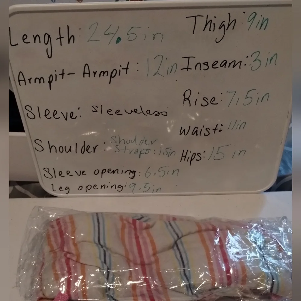 Cat & Jack Girls Rainbow Striped Cross Back Knit Sleeveless Romper Shorts Size 8 - Picture 4 of 15